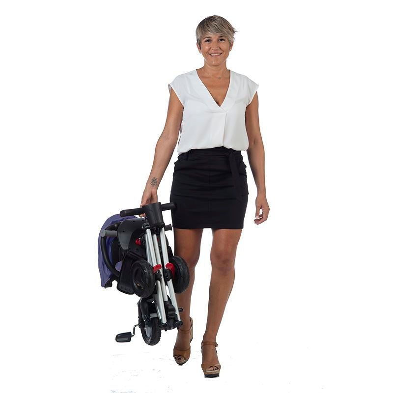 Tricicleta ultrapliabila Qplay Nova Rubber albastru inchis - gogobaby.ro