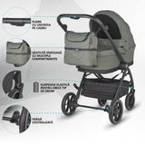 Carucior modular 2in1 Coccolle Serry Moss green+ Scoica auto iSize Coccolle Knox Black