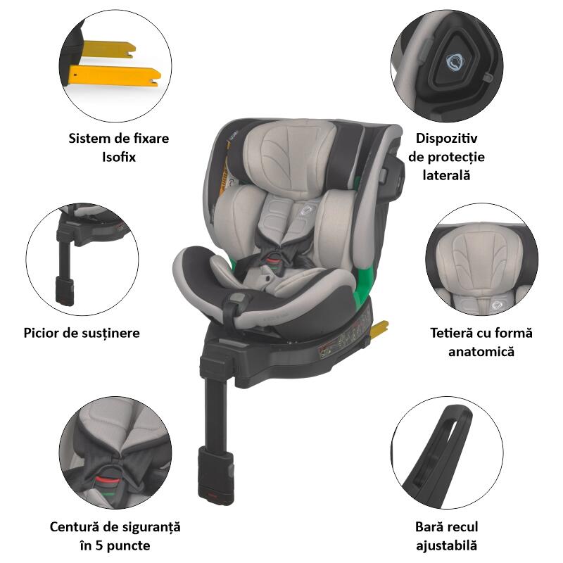 Scaun auto iSize 40-150 cm Coccolle Mago Jet black - gogobaby.ro