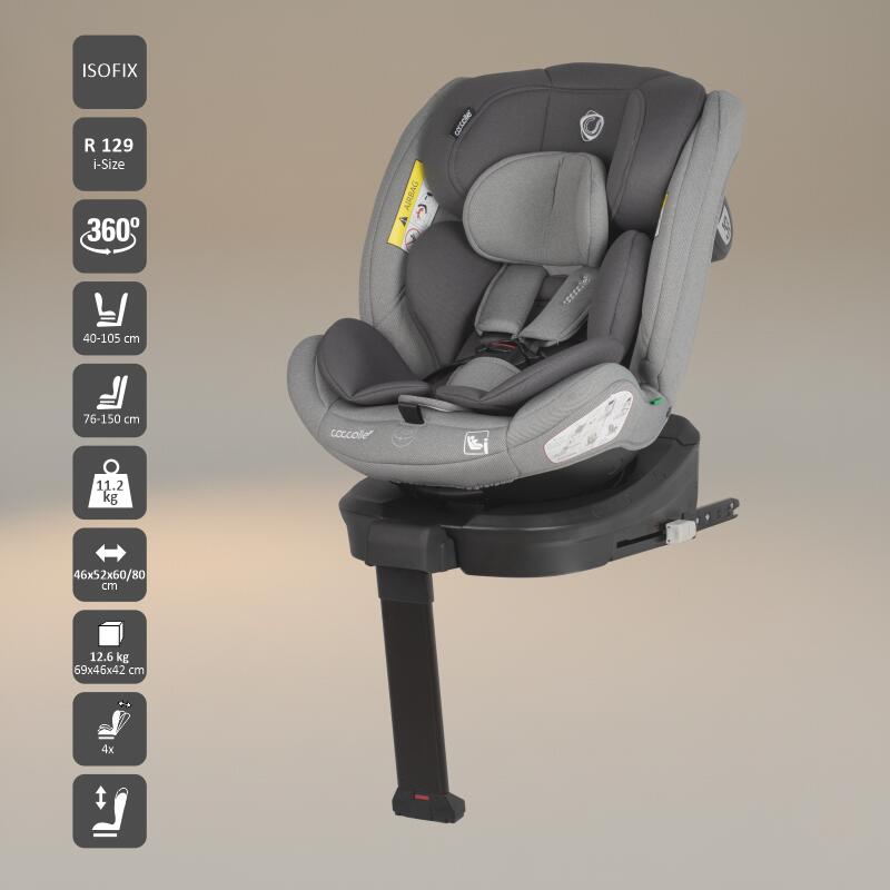 Scaun auto iSize 40-150 cm Coccolle Sidra Moonlit grey