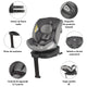 Scaun auto iSize 40-150 cm Coccolle Sidra Moonlit grey+Coccolle protectie bancheta auto mica