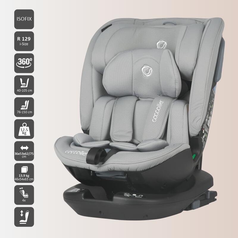 Scaun auto rotativ iSize Coccolle Velsa Neutral grey