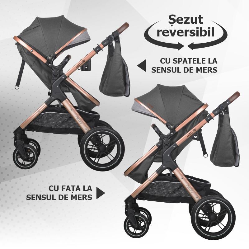 Carucior transformabil 3in1 Coccolle Melora Diamond black