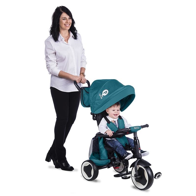 Tricicleta pliabila Qplay Rito+ Turcoaz - gogobaby.ro