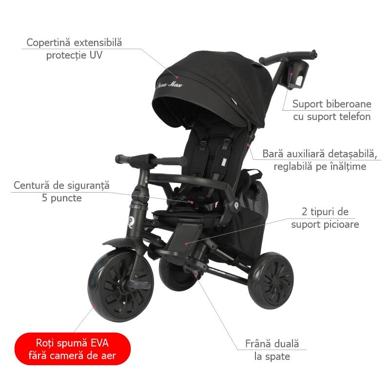 Tricicleta ultrapliabila Qplay Nova MAX Negru - gogobaby.ro