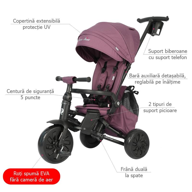 Tricicleta ultrapliabila Qplay Nova MAX Violet - gogobaby.ro
