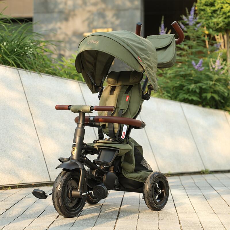 Tricicleta pliabila Qplay Rito Deluxe Verde-Maslina - gogobaby.ro