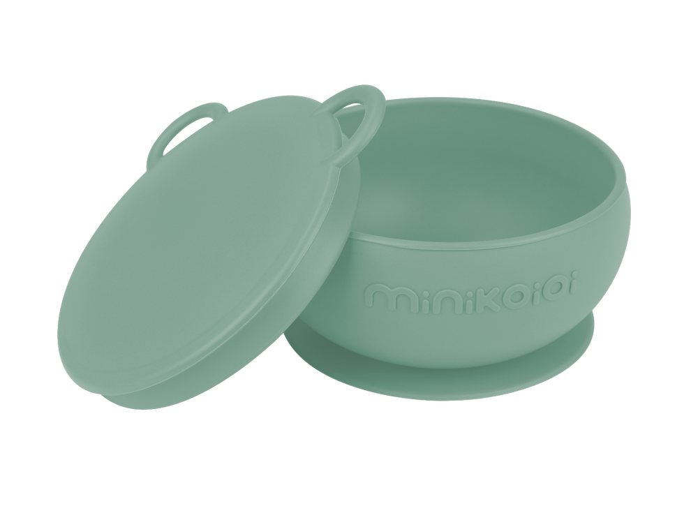 Bol Minikoioi cu Ventuza si Capac, 100% Premium Silicone – River Green