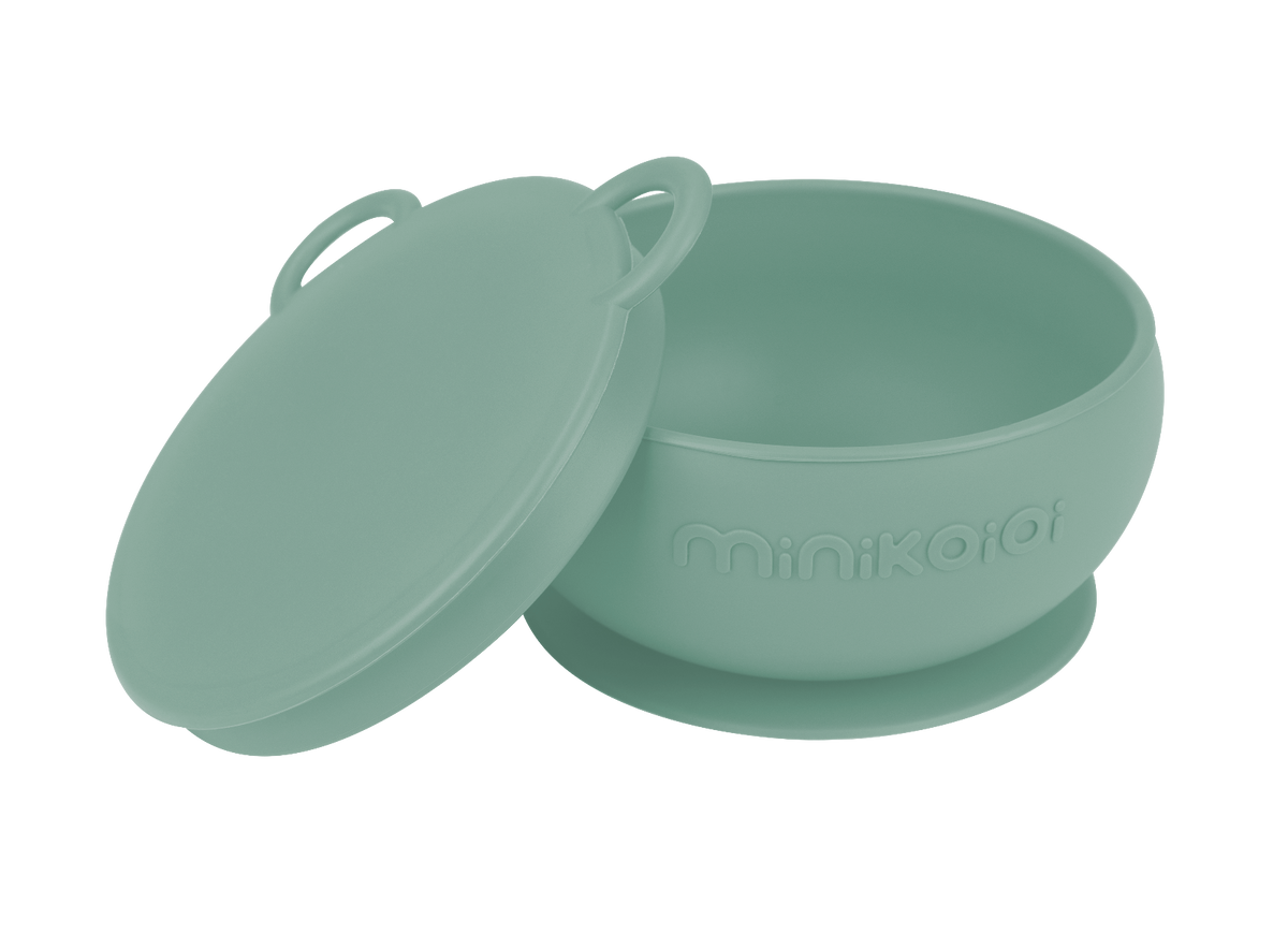 Bol Minikoioi cu Ventuza si Capac, 100% Premium Silicone – River Green