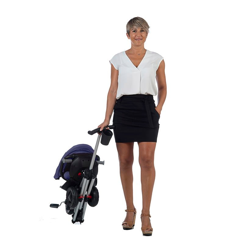 Tricicleta ultrapliabila Qplay Nova Rubber albastru inchis - gogobaby.ro