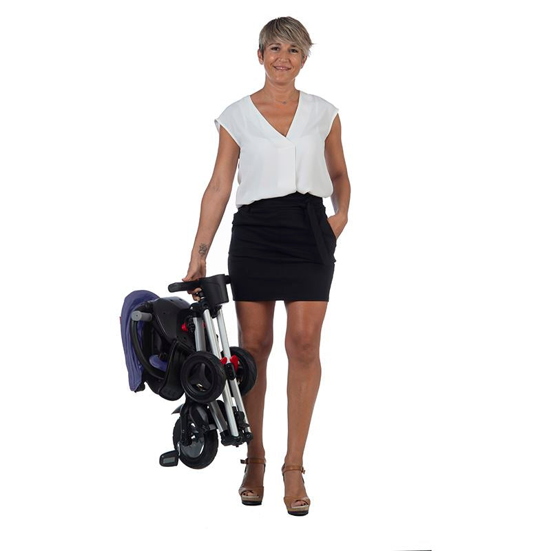 Tricicleta ultrapliabila Qplay Nova Rubber albastru inchis - gogobaby.ro