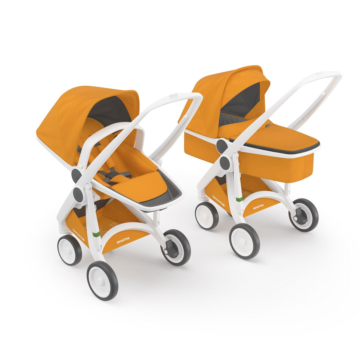 Carucior 2 In 1, Greentom, 100% Ecologic, White Sunflower - gogobaby.ro