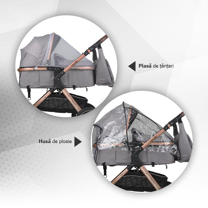 Carucior transformabil 3in1 Coccolle Melora Moonlit grey
