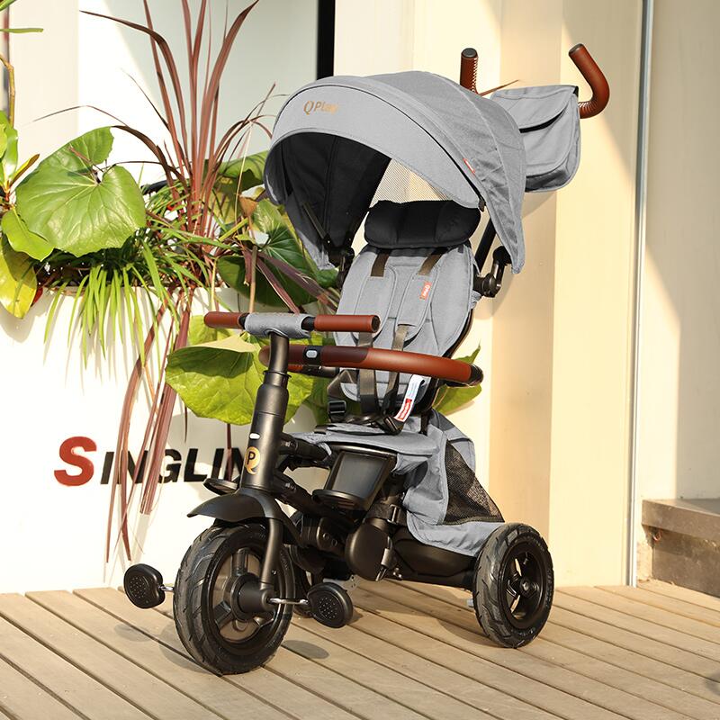 Tricicleta pliabila Qplay Rito Deluxe Gri - gogobaby.ro
