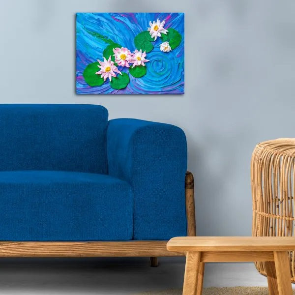 Set pictura 3D cu argila usoara, 30*40cm - Water Lilies - gogobaby.ro