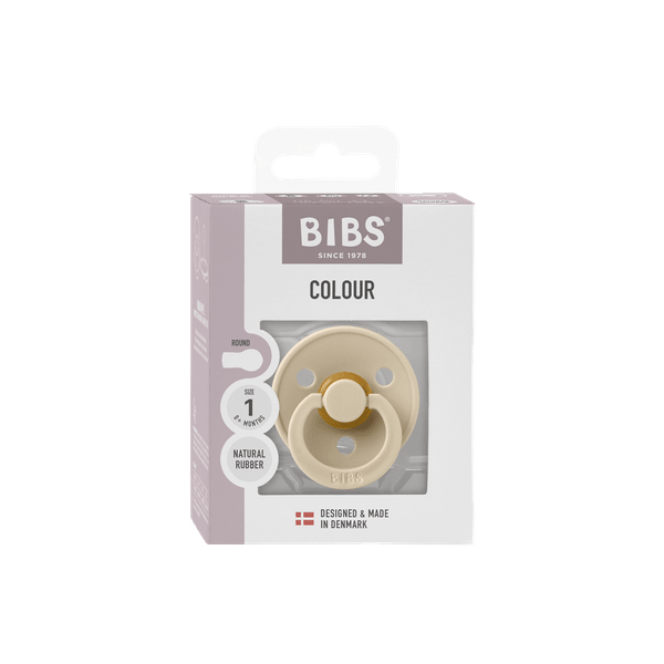 BIBS - Suzeta Colour Latex, tetina rotunda, 0+ luni, ambalaj premium