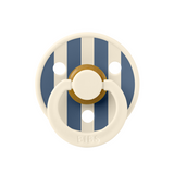 BIBS - Suzeta Colour Studio Collection Stripe Latex, tetina rotunda, 0 luni +-Ivory/Steel Blue