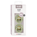 BIBS - Set 2 suzete Colour Latex, tetina rotunda, 0 luni +-Sage