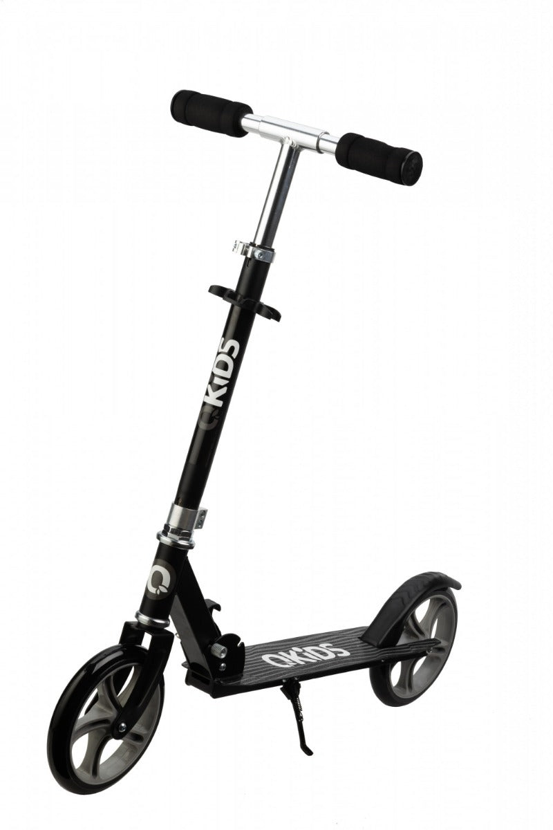 Trotineta freestyle, QKIDS, WEISS Black, Ghidon reglabil pe 3 trepte, Amortizor Easy&Up, Platforma anti-derapanta, Pliabila, Aluminiu