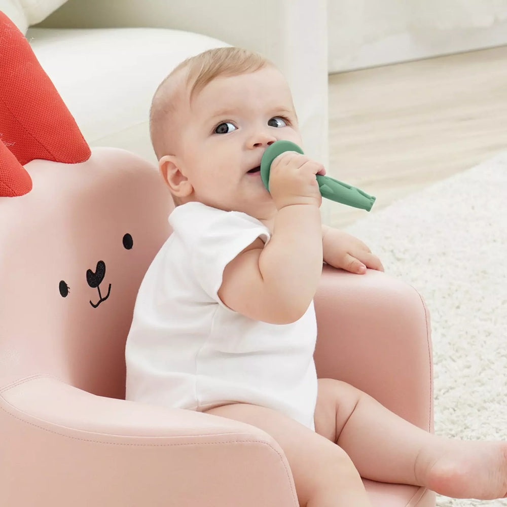 Inel gingival din silicon, Mombella - Elefant Verde - gogobaby.ro