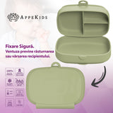 Caserola compartimentata din silicon cu ventuza, AppeKids Magic Box - Raw Green