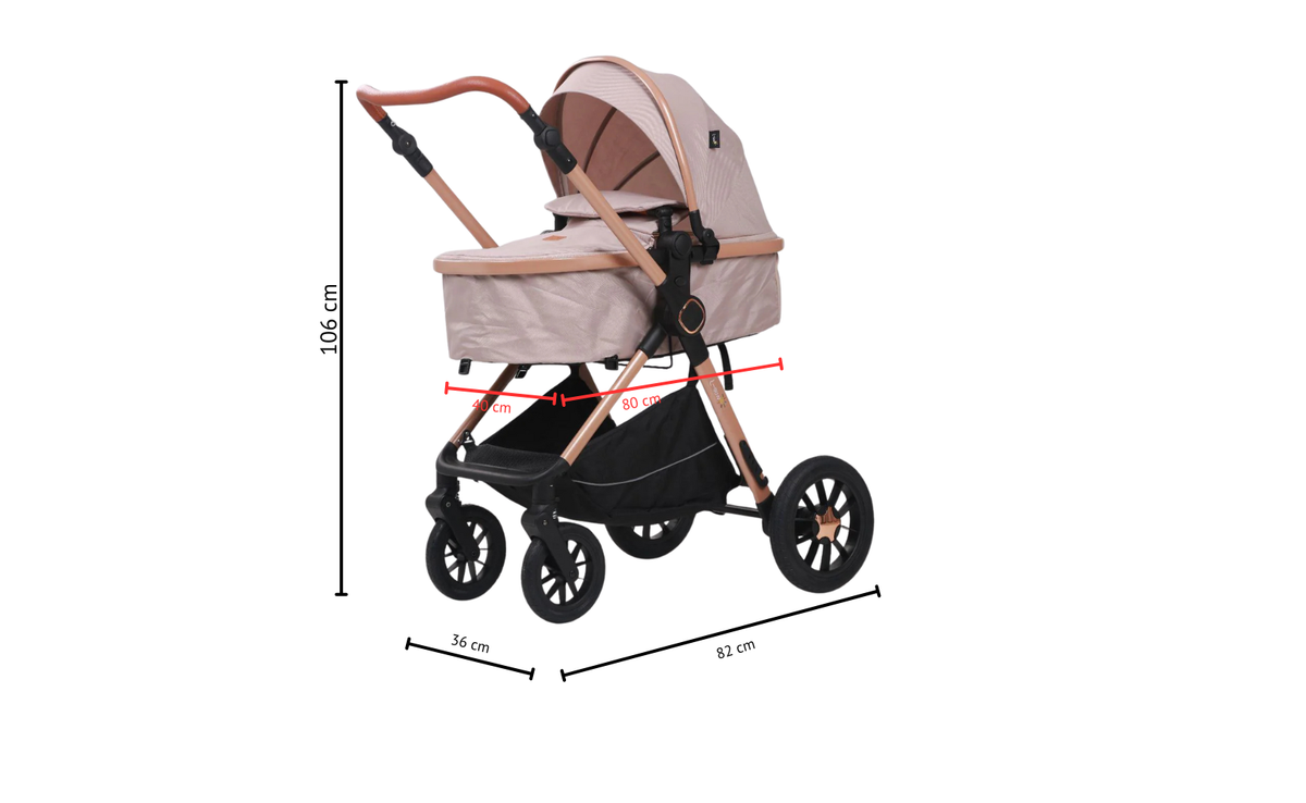 Carucior 3 in 1, L-Sun, Marina, Transformabil, Maner reversibil,  Cadrul aluminiu, Cu landou si salteluta moale, Include saculet de picioare, Geanta pentru parinti, Sustine 22 kg, Bej - gogobaby.ro