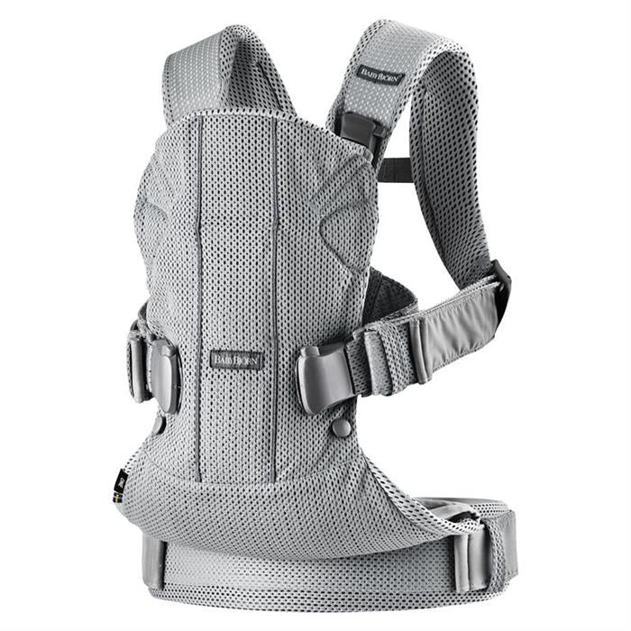 BabyBjorn - Marsupiu anatomic One Air - Silver, 3D Mesh - gogobaby.ro