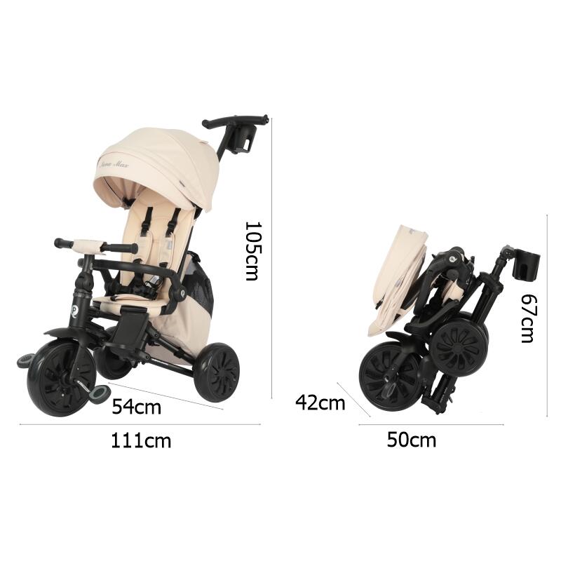 Tricicleta ultrapliabila Qplay Nova MAX Bej - gogobaby.ro