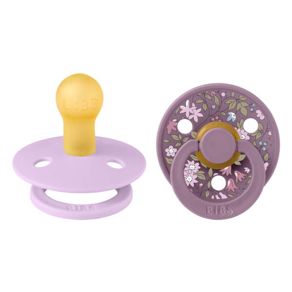 BIBS x LIBERTY - Set 2 suzete Colour Chamomile Lawn Latex, tetina rotunda, 0 luni+-Mauve/Violet Sky - gogobaby.ro