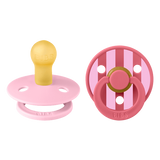 BIBS - Set 2 suzete Colour Studio Collection Stripe Latex, tetina rotunda, 0 luni+-Baby Pink