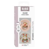 BIBS - Set 2 suzete Colour Studio Collection Ladybug Latex, tetina rotunda, 6 luni+-Blush Mix