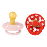 BIBS - Set 2 suzete Colour Studio Collection Polka Dots, tetina rotunda, 0 luni+-Blossom/Candy Apple