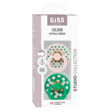 BIBS - Set 2 suzete Colour Studio Collection Polka Dots, tetina rotunda, 0 luni+-Petal/Cactus