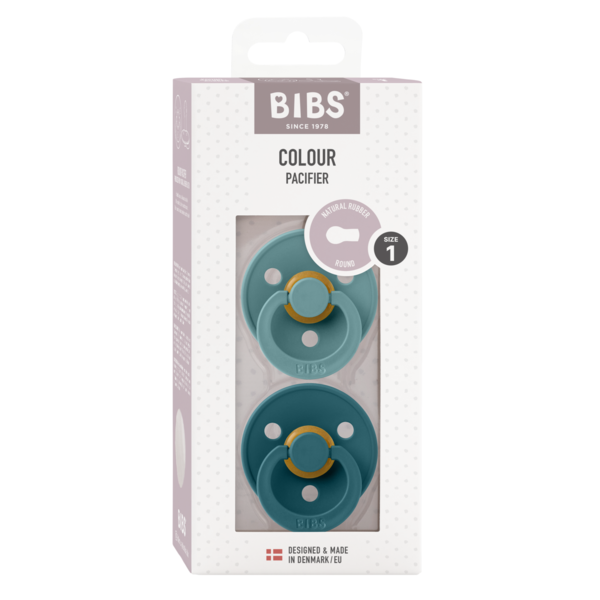 BIBS - Set 2 suzete Colour Latex, tetina rotunda, 0 luni +-Island Sea/Forest Lake - gogobaby.ro