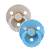 BIBS - Set 2 suzete Colour Latex, tetina rotunda, 0 luni +-Mushroom/Breeze