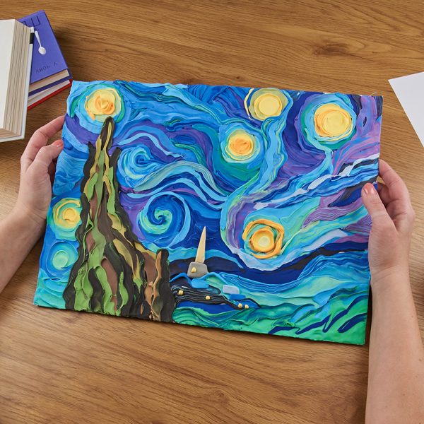 Set pictura 3D cu argila usoara, 30*40cm - Starry Night - gogobaby.ro