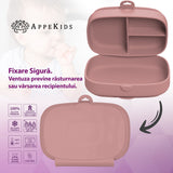 Caserola compartimentata din silicon cu ventuza, AppeKids Magic Box - Old Rose