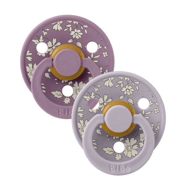 BIBS x LIBERTY - Set 2 suzete Colour Capel Latex, tetina rotunda, 6 luni+-Fossil Grey/Mauve - gogobaby.ro
