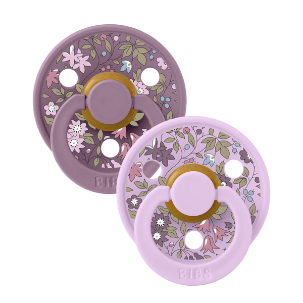 BIBS x LIBERTY - Set 2 suzete Colour Chamomile Lawn Latex, tetina rotunda, 6 luni+-Mauve/Violet Sky - gogobaby.ro