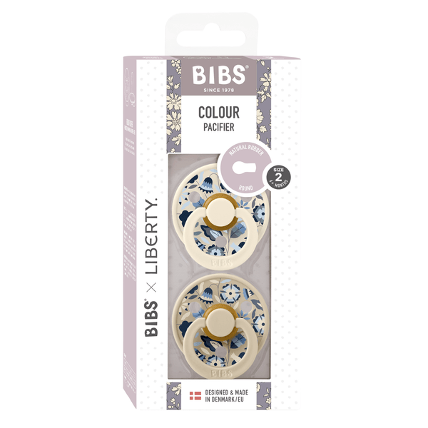 BIBS x LIBERTY - Set 2 suzete Colour Bobo Latex, tetina rotunda, 6 luni+ - gogobaby.ro