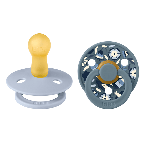 BIBS x LIBERTY - Set 2 suzete Colour Bobo Latex, tetina rotunda, 6 luni+-Dusty Blue/Petrol - gogobaby.ro