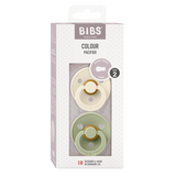 BIBS - Set 2 suzete Colour Latex, tetina rotunda, 6 luni +-Ivory/Sage
