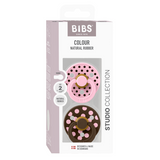 BIBS - Set 2 suzete Colour Studio Collection Polka Dots, tetina rotunda, 6 luni+-Baby Pink/Mocha