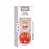 BIBS - Set 2 suzete Colour Studio Collection Polka Dots, tetina rotunda, 6 luni+-Blossom/Candy Apple