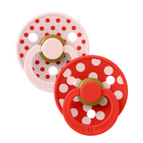 BIBS - Set 2 suzete Colour Studio Collection Polka Dots, tetina rotunda, 6 luni+-Blossom/Candy Apple
