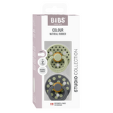 BIBS - Set 2 suzete Colour Studio Collection Polka Dots, tetina rotunda, 6 luni+-Sage/Iron