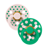 BIBS - Set 2 suzete Colour Studio Collection Polka Dots, tetina rotunda, 6 luni+-Petal/Cactus