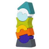 Jucarie din lemn, Cubika, Set constructii Turn cu acoperis turquoise