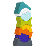 Jucarie din lemn, Cubika, Set constructii Turn cu acoperis turquoise