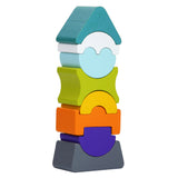 Jucarie din lemn, Cubika, Set constructii Turn cu acoperis turquoise